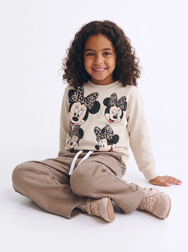 Ensemble 3D Minnie Mouse Beige & marron en premuim montonet Turc