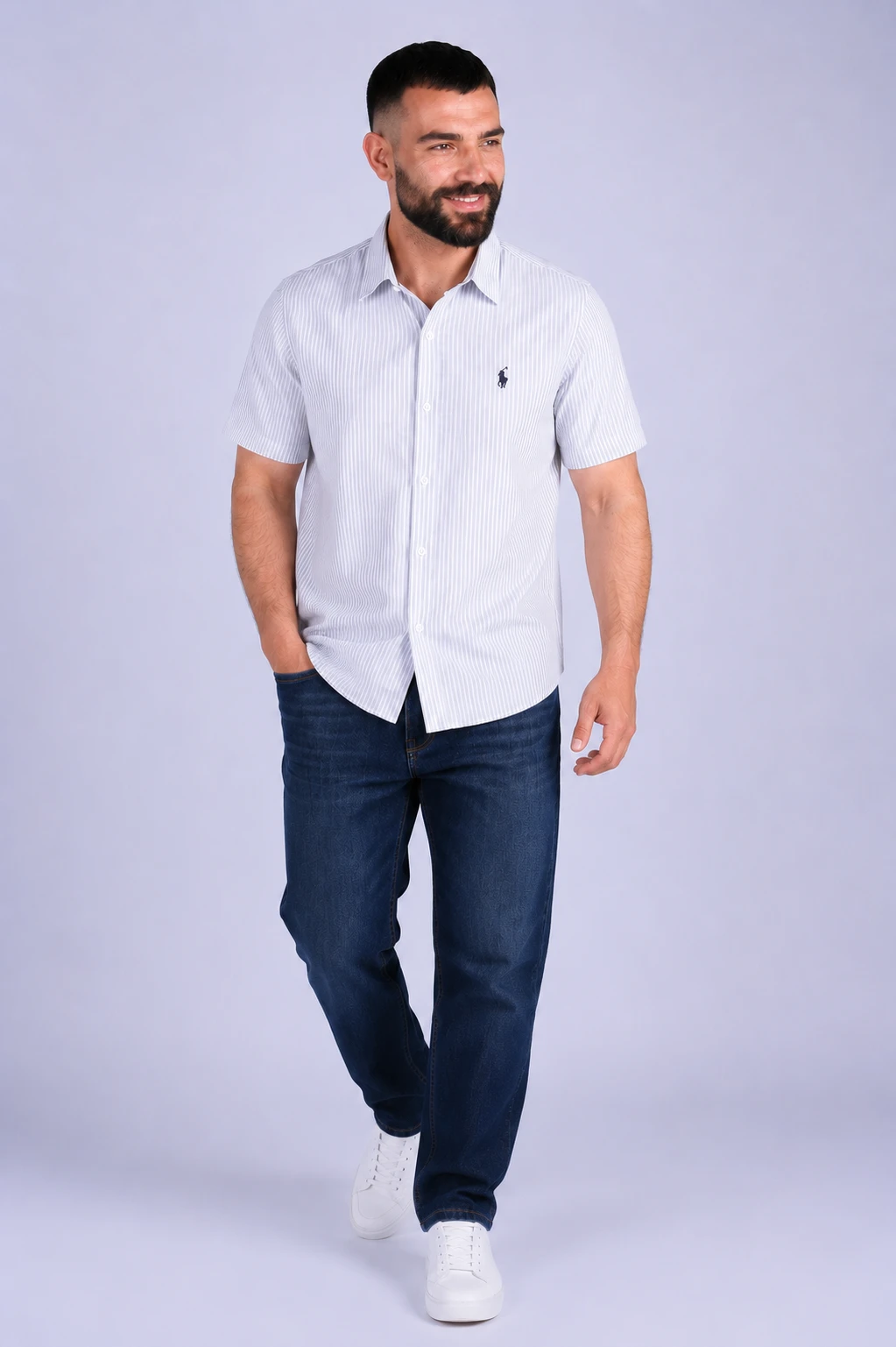 Pack 2 Chemises Ralph Demi-Manches rayée – Chambray Cotton