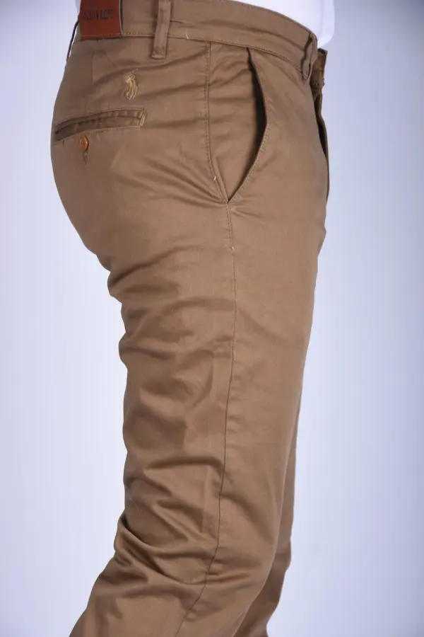 Pantalon en Toile Classique Us Polo Coupe Normale – Tabac-ref-459