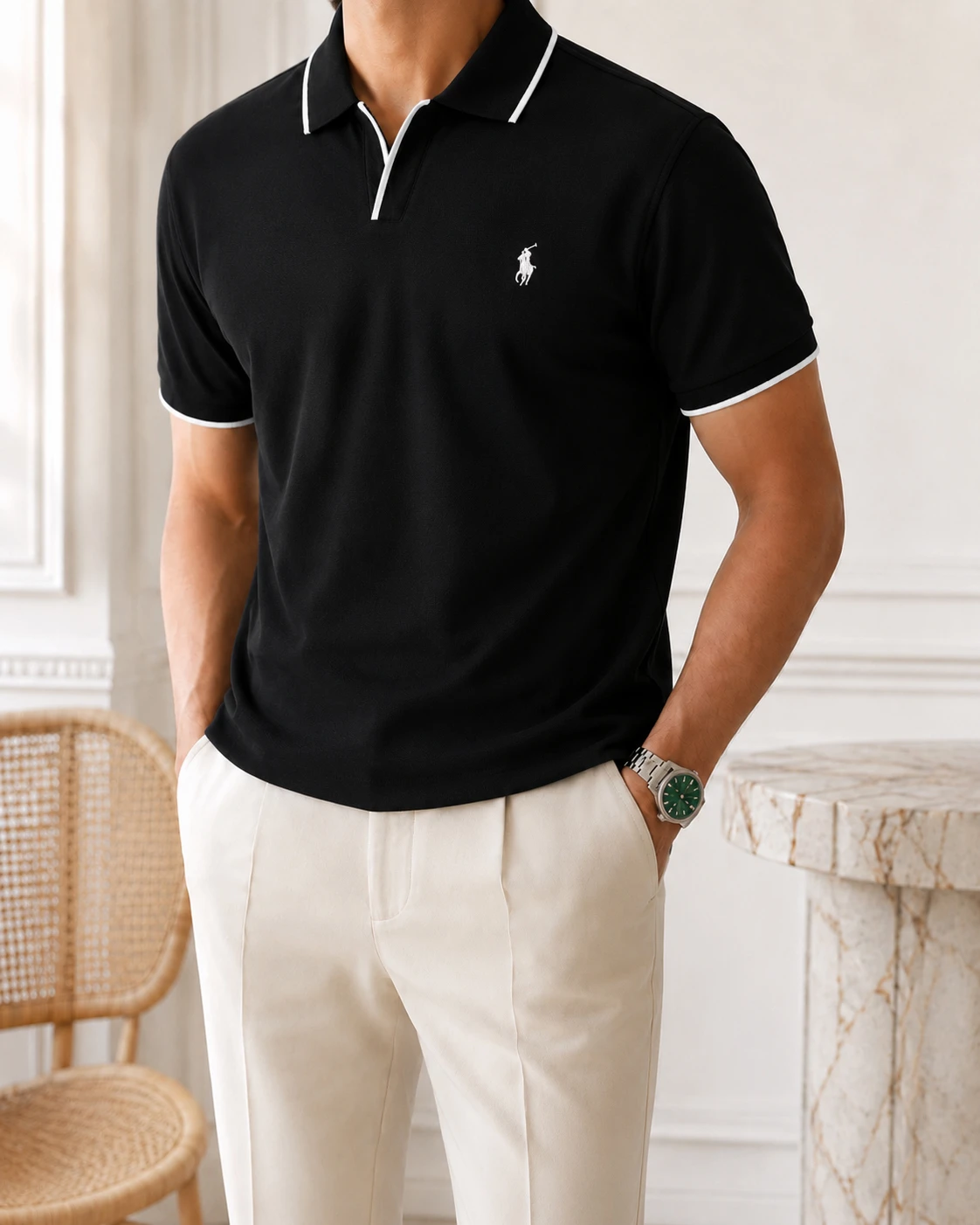 Polo shirt Ralph Lauren col V en coton piqué Premuim