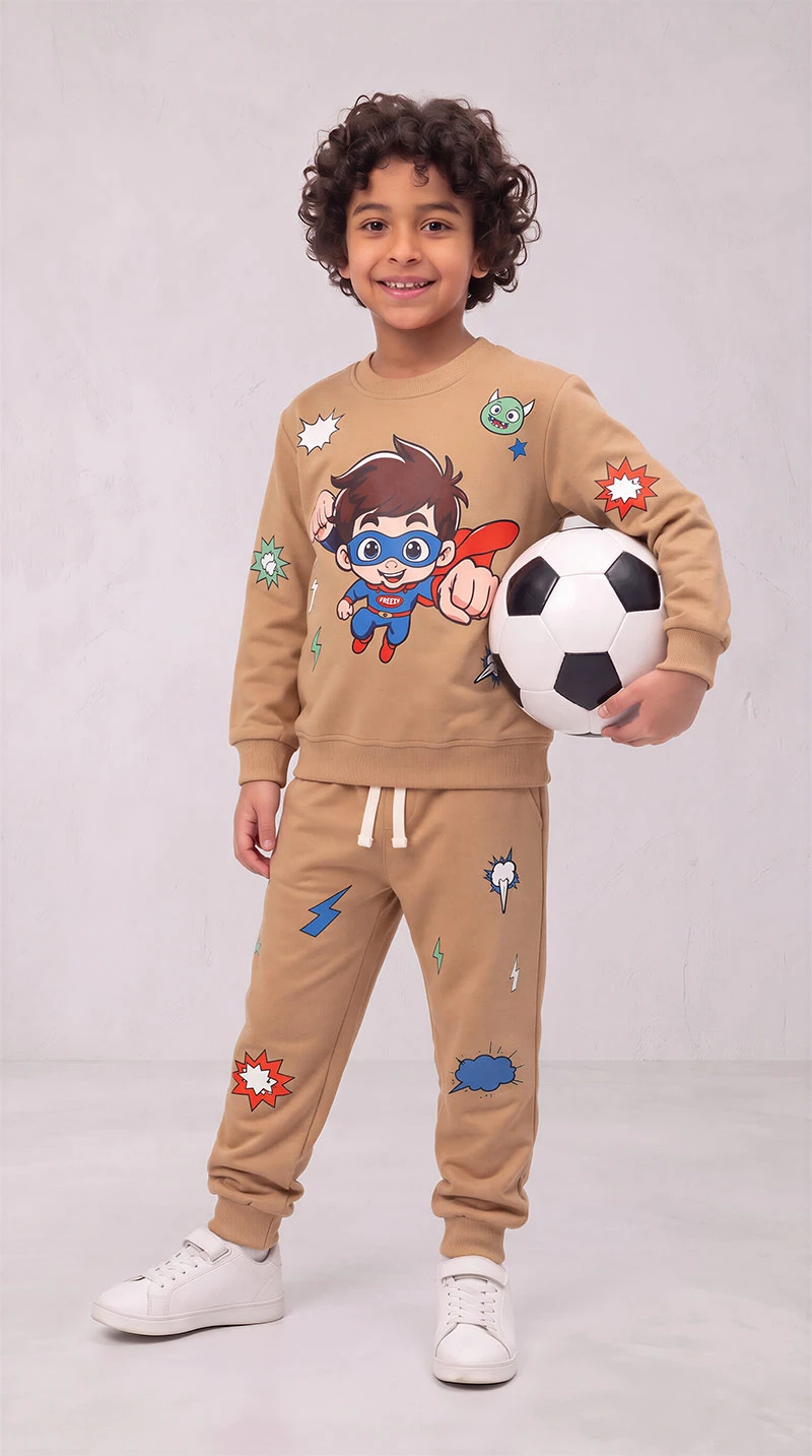 Ensemble 3D Flying Boy Beige en premuim montonet Turc