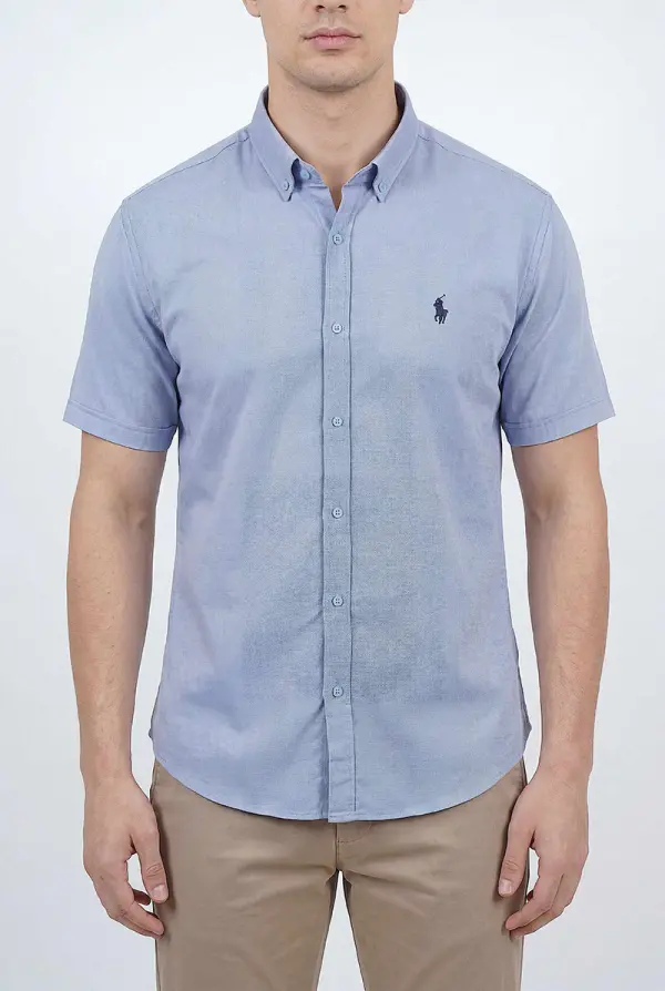 pack de 3 chemises Ralph lauren Oxford demi manche  Ref-CH71001D ( Blanche + Beige + Bleu roi )