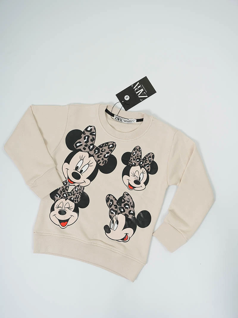 Ensemble 3D Minnie Mouse Beige & marron en premuim montonet Turc