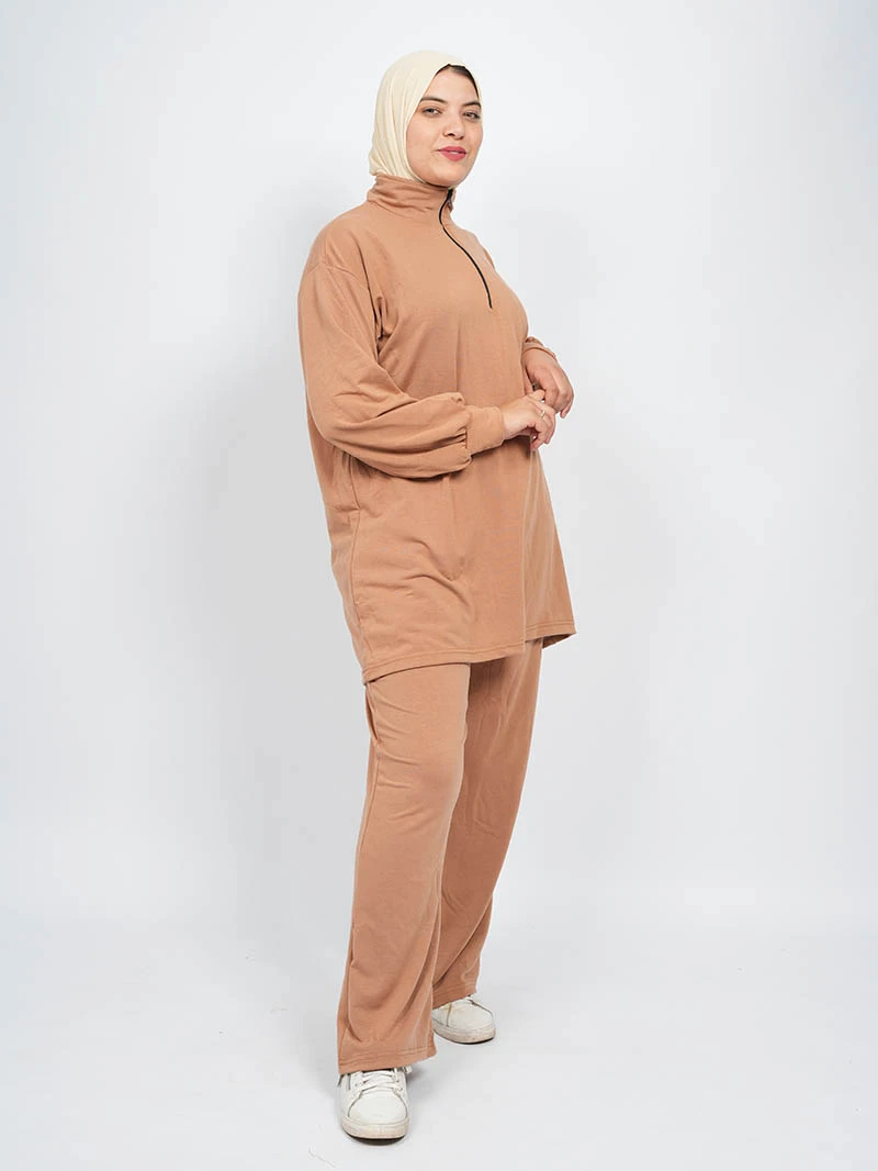 Ensemble femme — Top demi zip longue et pantalon large