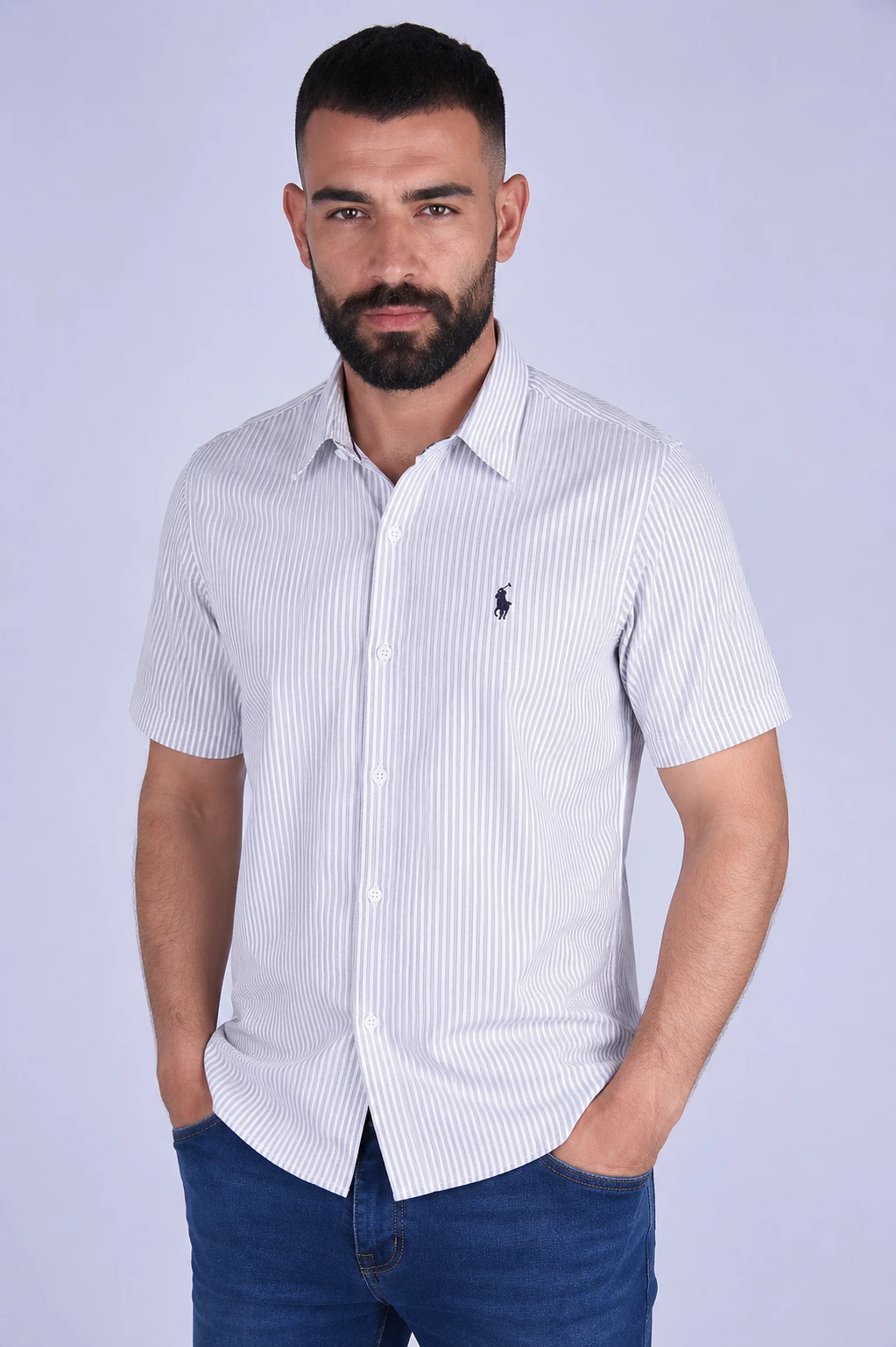 Pack 2 Chemises Ralph Demi-Manches rayée – Chambray Cotton