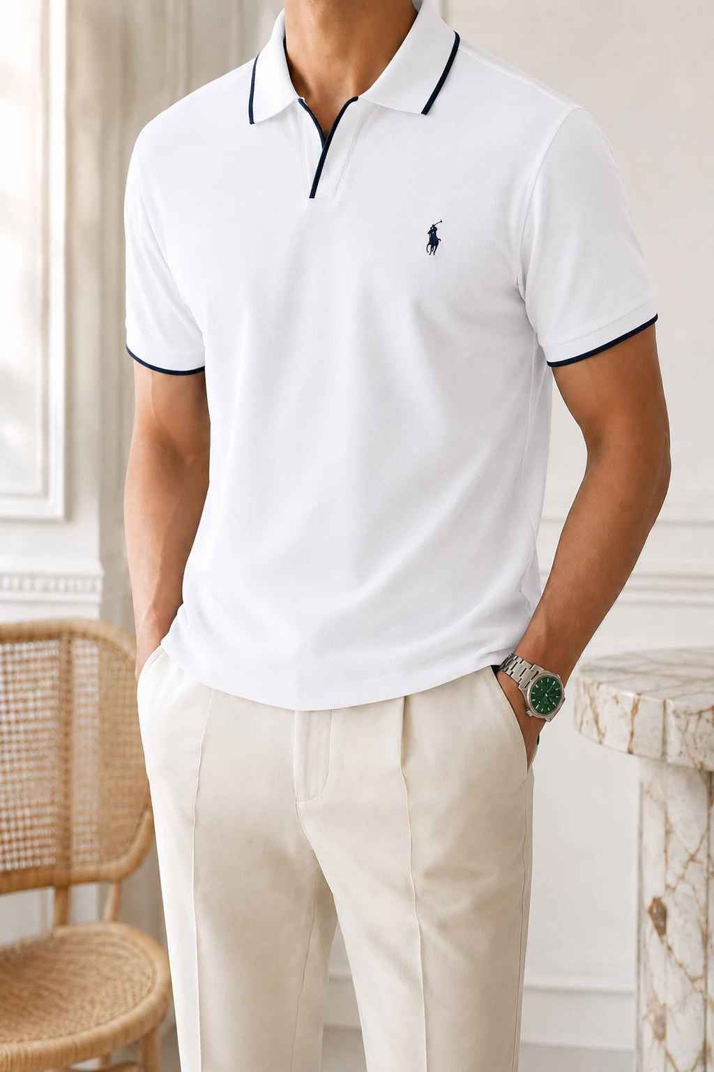 Polo shirt Ralph Lauren col V en coton piqué Premuim