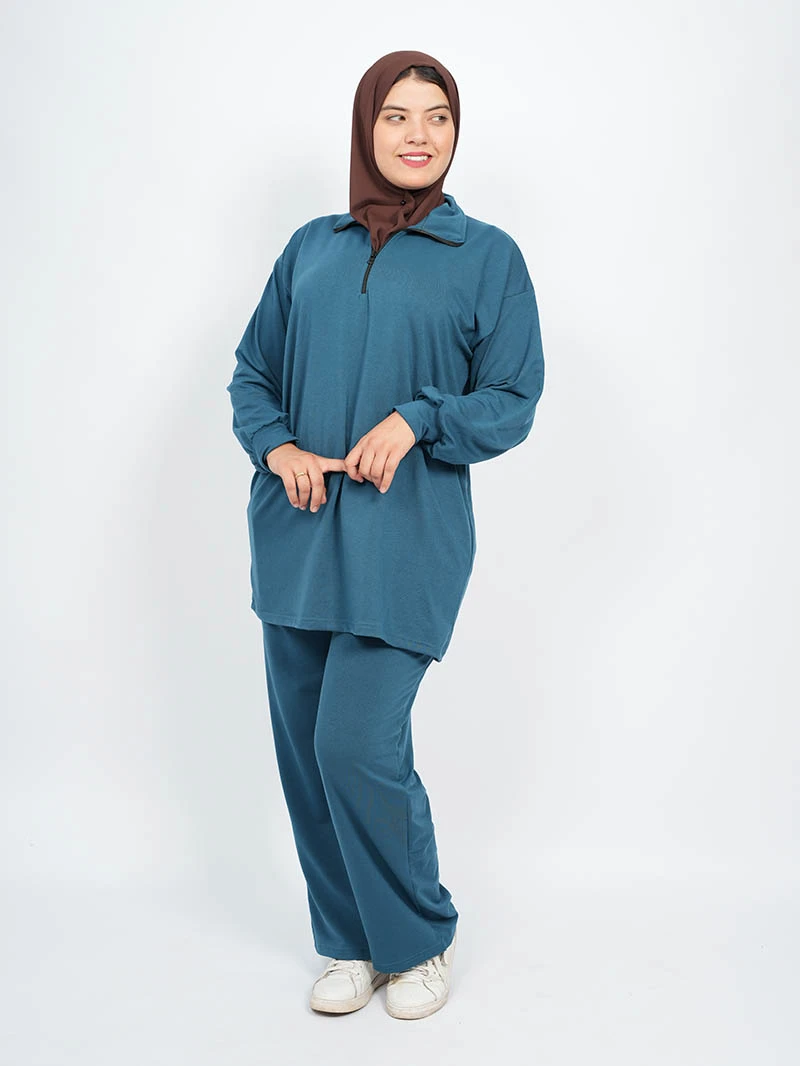 Ensemble femme — Top demi zip longue et pantalon large