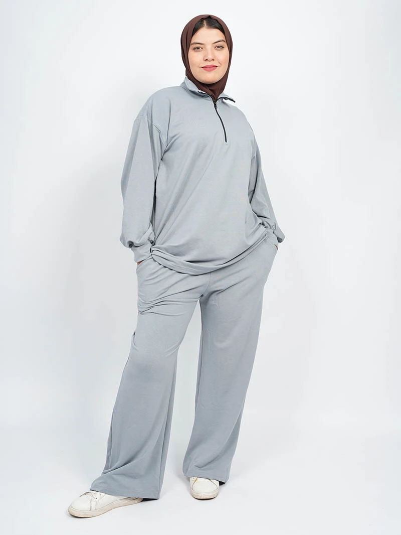 Ensemble femme — Top demi zip longue et pantalon large