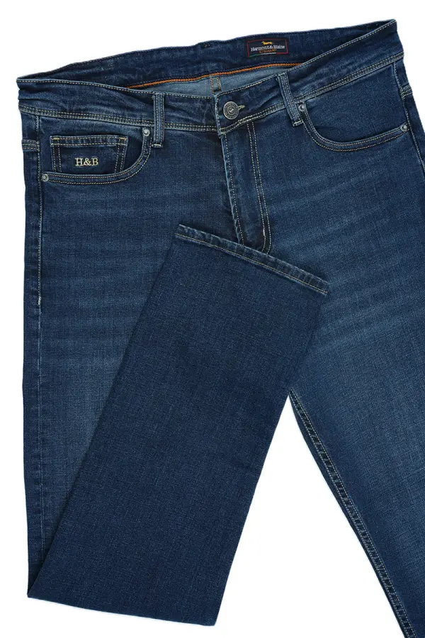 Jean Harmont&Blaine® Bleu Délavé 100% Coton Coupe Normal Ref-HB00942D