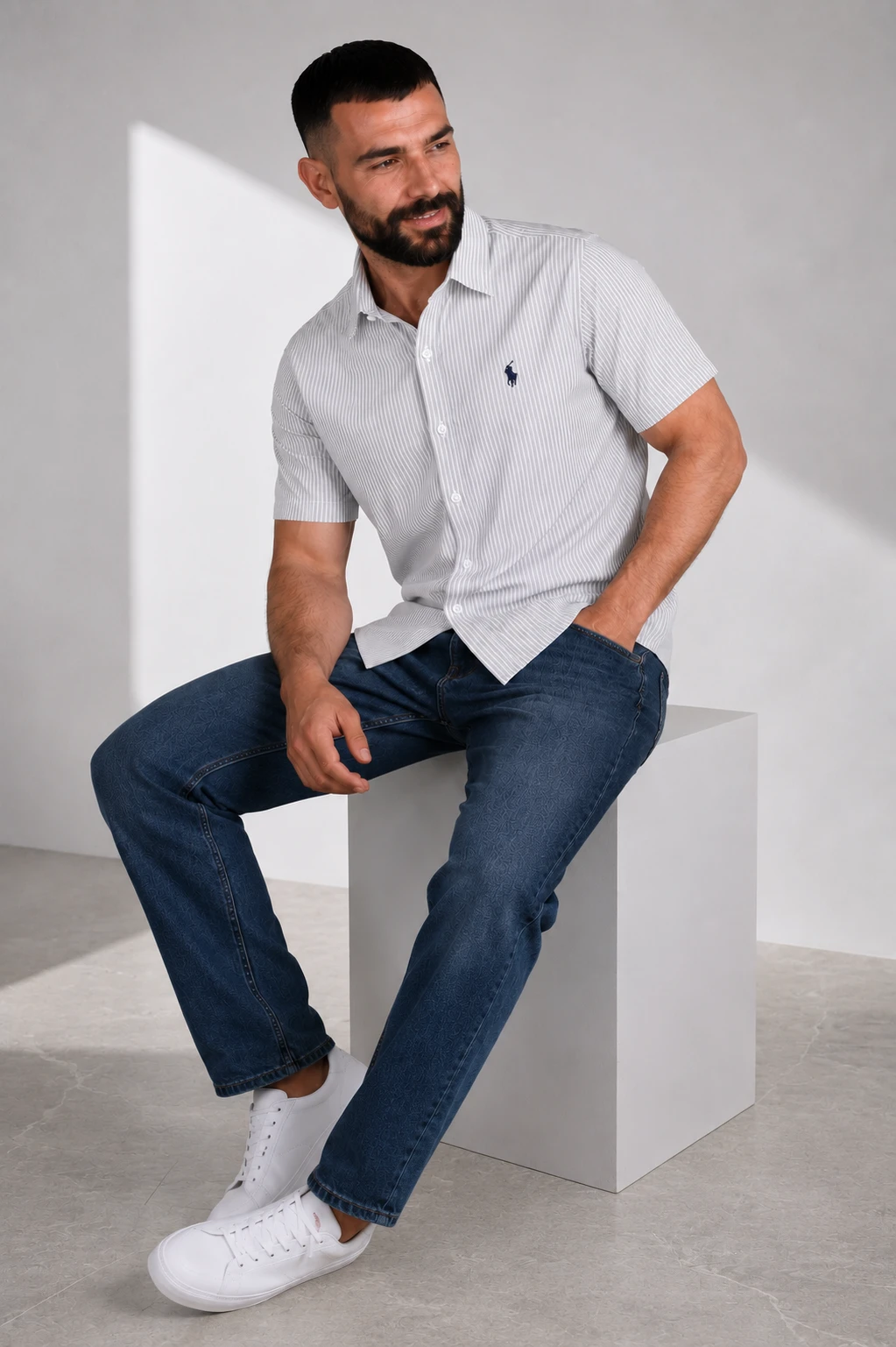 Pack 2 Chemises Ralph Demi-Manches rayée – Chambray Cotton