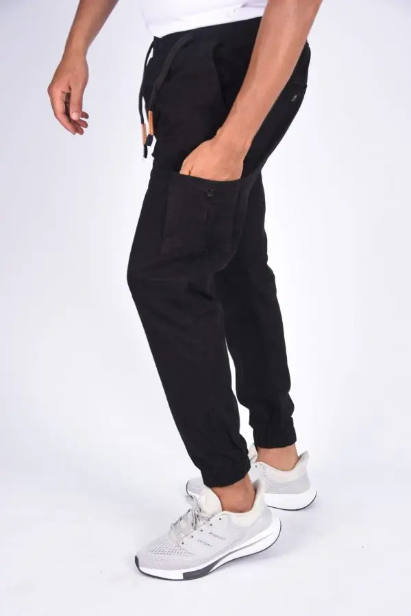 Pantalon jogger cargo En toile – Noir-ref-x471