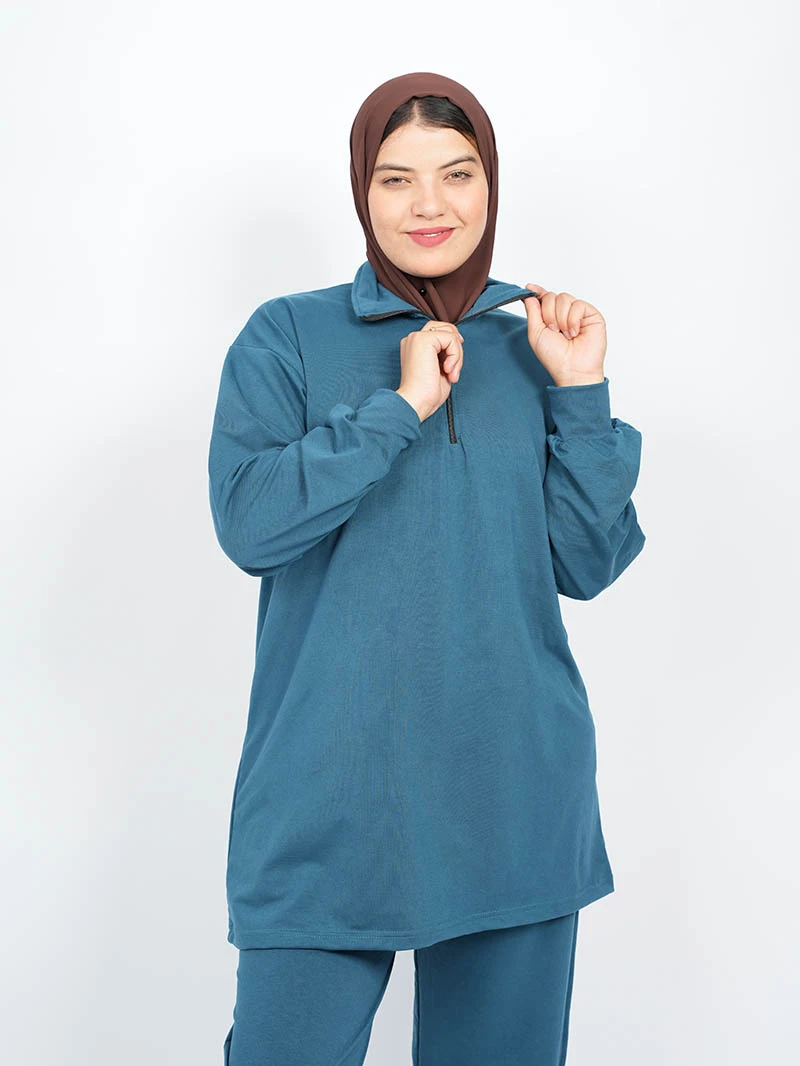 Ensemble femme — Top demi zip longue et pantalon large