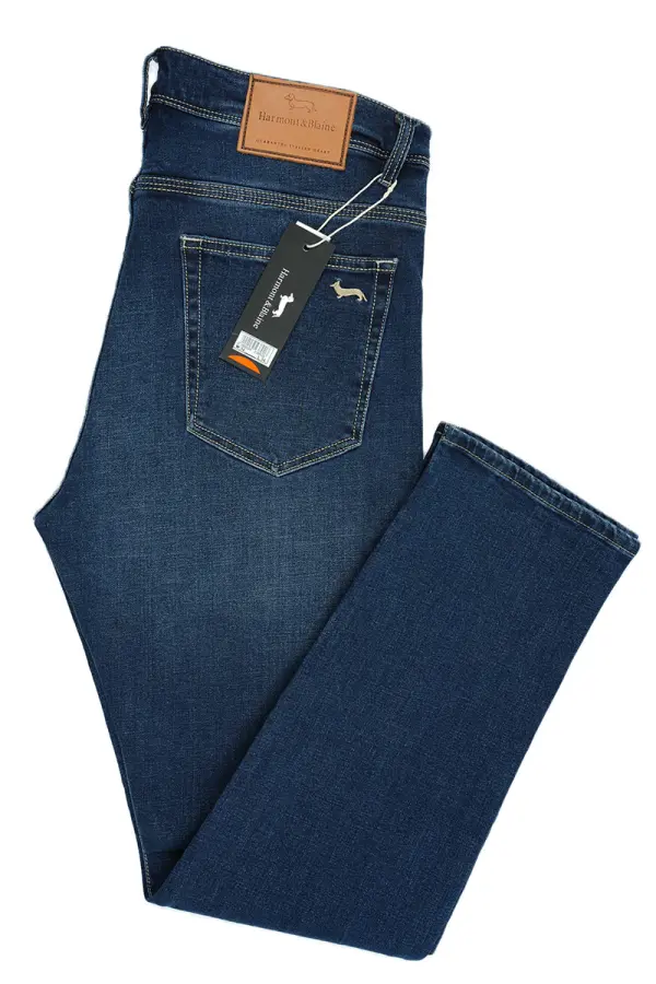Jean Harmont&Blaine® Bleu Délavé 100% Coton Coupe Normal Ref-HB00942D