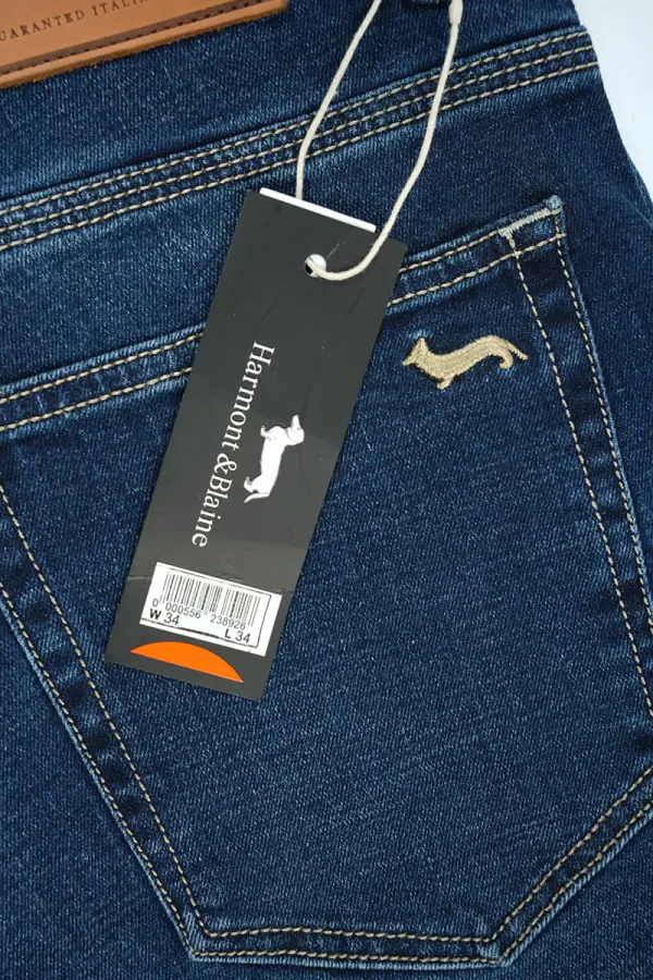 Jean Harmont&Blaine® Bleu Délavé 100% Coton Coupe Normal Ref-HB00942D