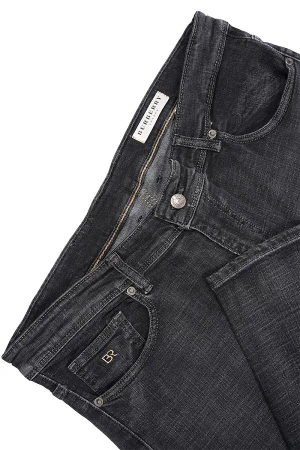 Jean Burberry Gris Noir 100% Coton Coupe Normal Ref-BR52911H