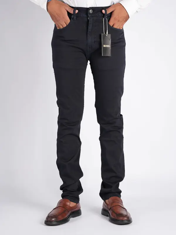 Pantalon en toile piqué de coton 5 poches Ref-BS4328PQ ( Noir )
