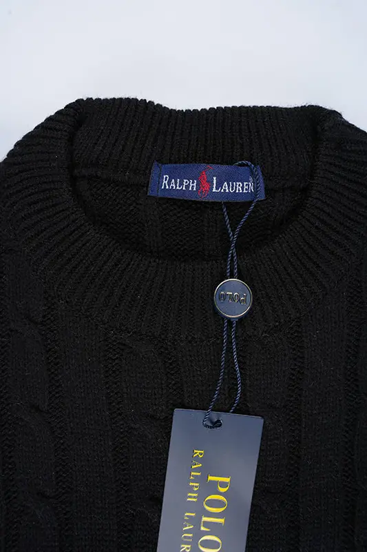 Pull Ralph col rond en coton 100%  Ref-VG7720d ( Noir )