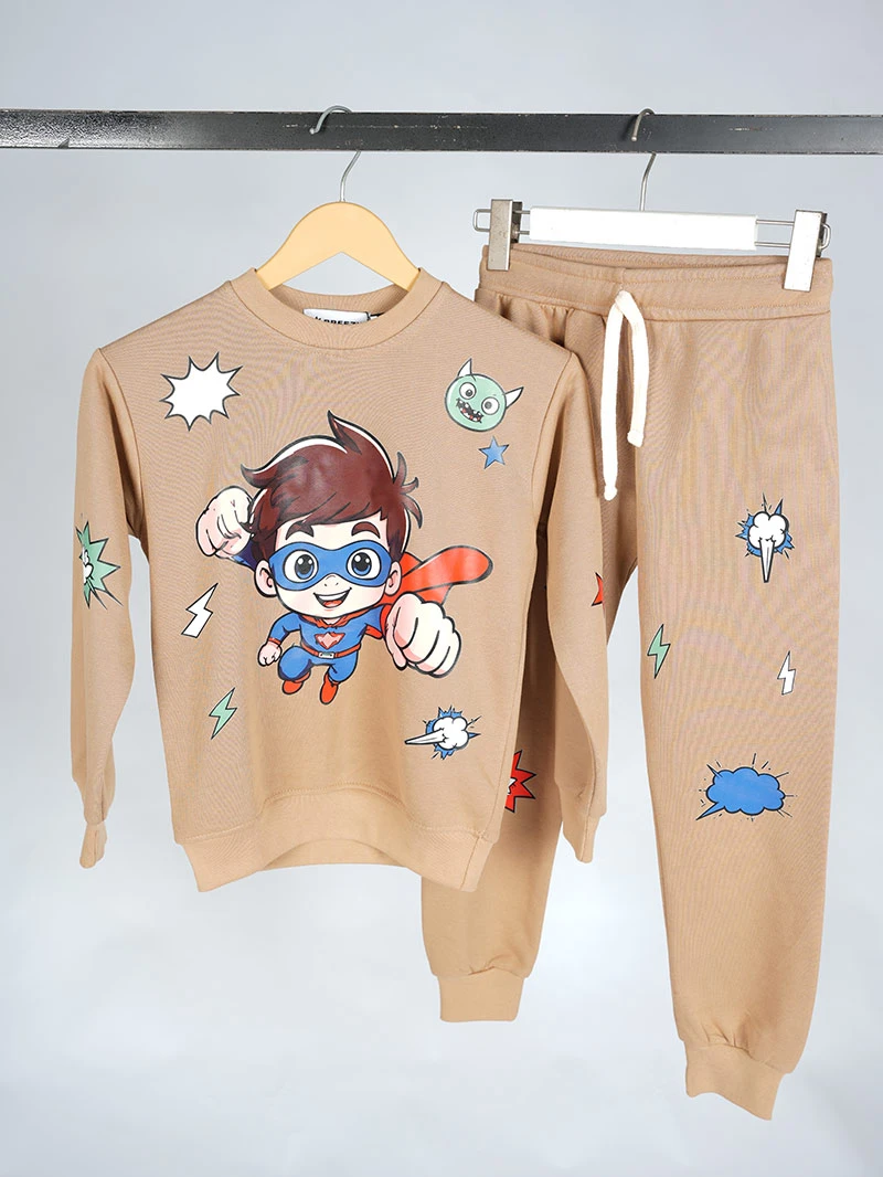 Ensemble 3D Flying Boy Beige en premuim montonet Turc