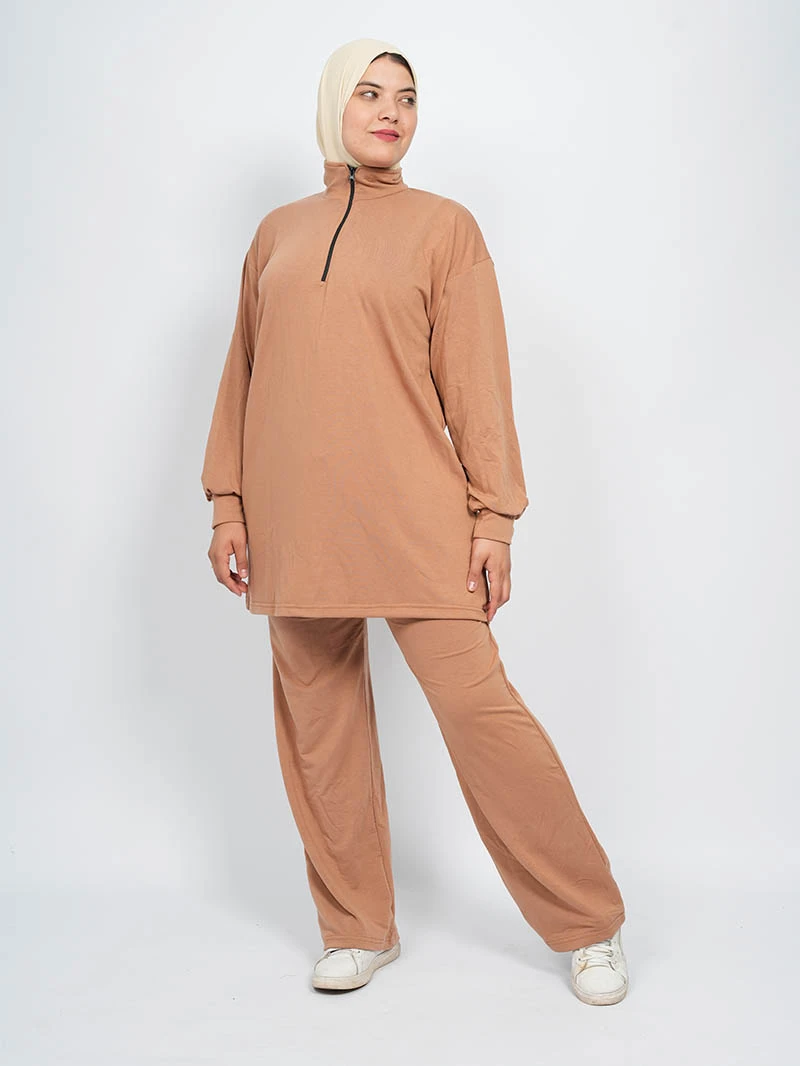 Ensemble femme — Top demi zip longue et pantalon large