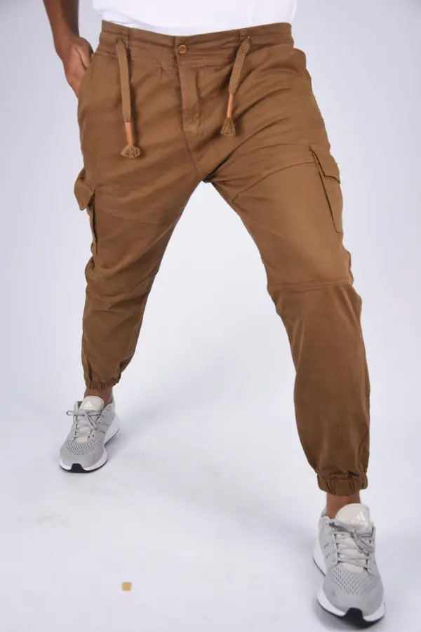 Pantalon jogger cargo En toile – Tabac-ref-472