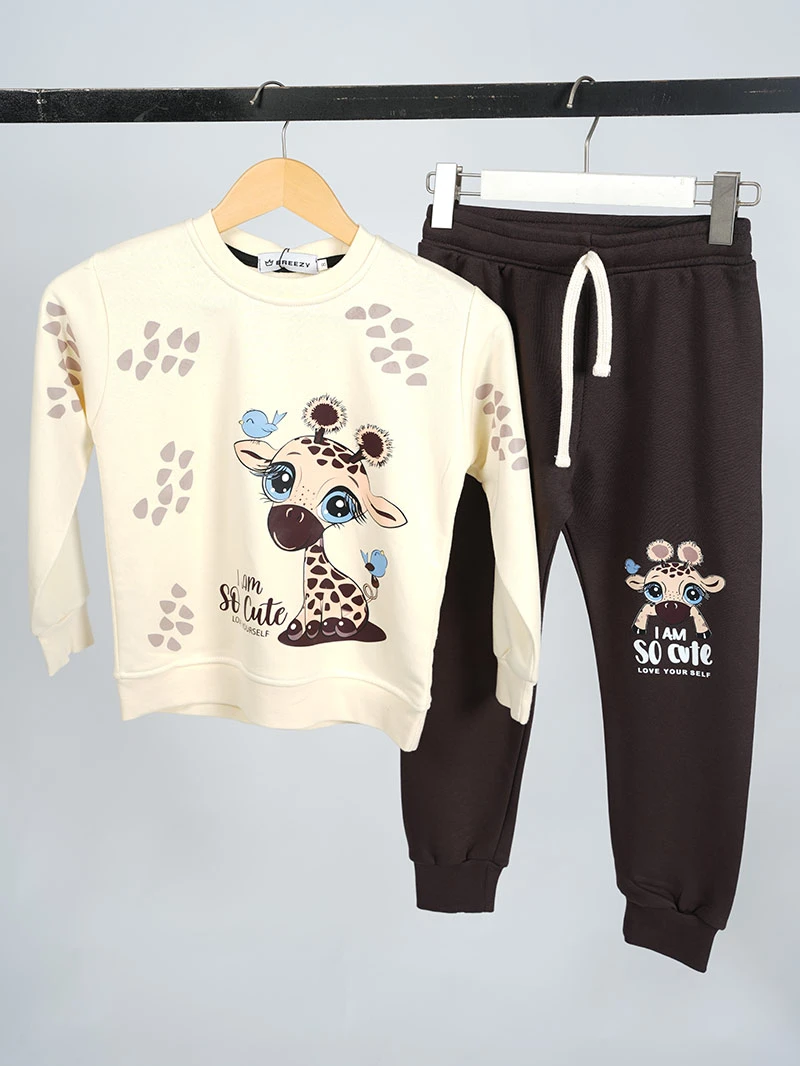Ensemble 3D Giraffe Beige & Marron en premuim Montonet Turc