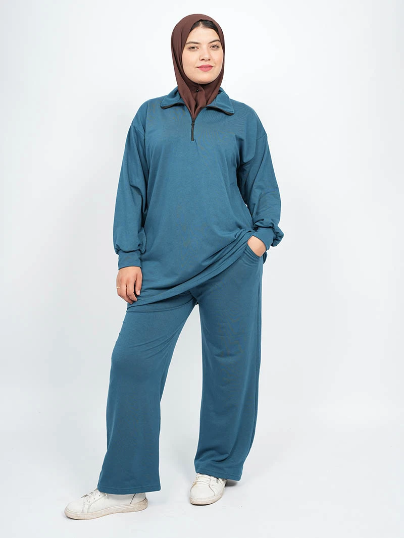 Ensemble femme — Top demi zip longue et pantalon large