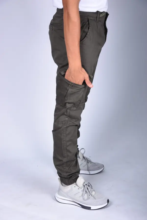 Pantalon jogger Para En toile – Vert Militaire-ref-468
