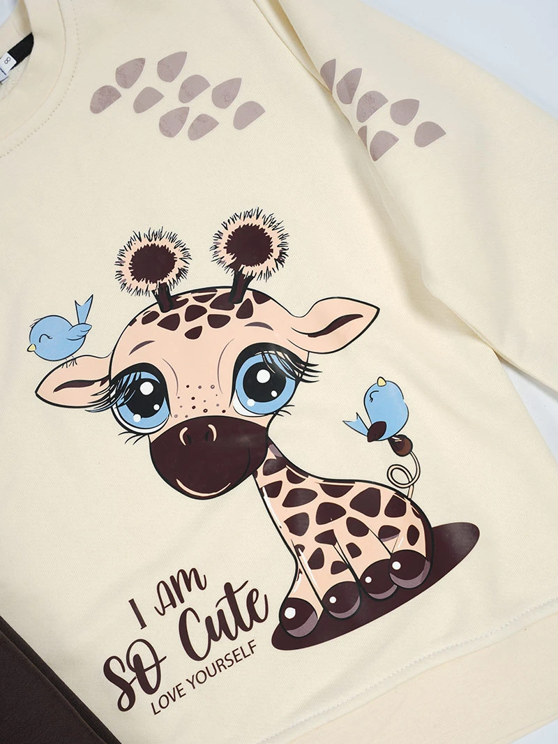 Ensemble 3D Giraffe Beige & Marron en premuim Montonet Turc