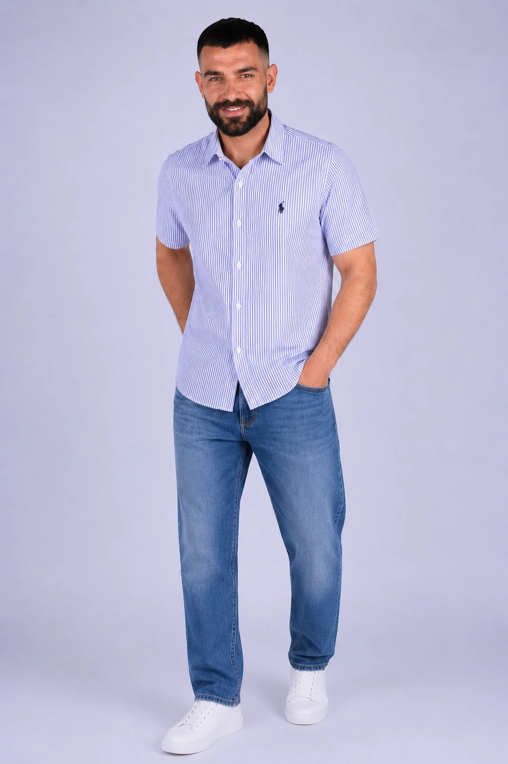 Pack 2 Chemises Ralph Demi-Manches rayée – Chambray Cotton