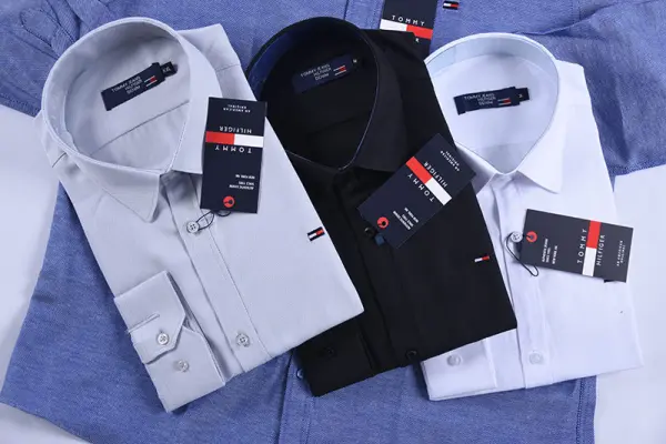 Chemise Tommy Oxford coton piqué Ref-Pc07810 ( Noir )