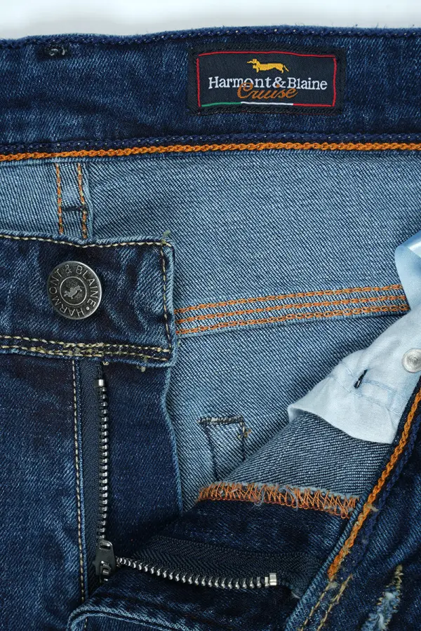 Jean Harmont&Blaine® Bleu Délavé 100% Coton Coupe Normal Ref-HB00942D