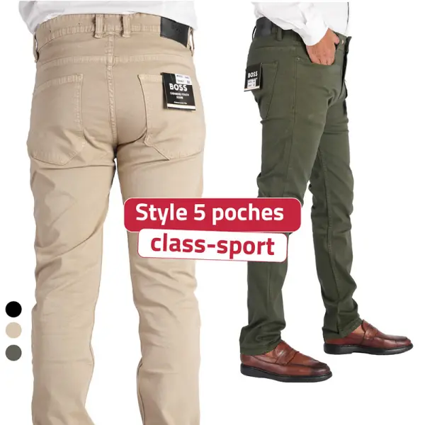 Pack de 3 Pantalons en toile piqué léger 100% coton Coupe Normal Ref-BP3661N9 ( Biege + Noir + Vert Royale )