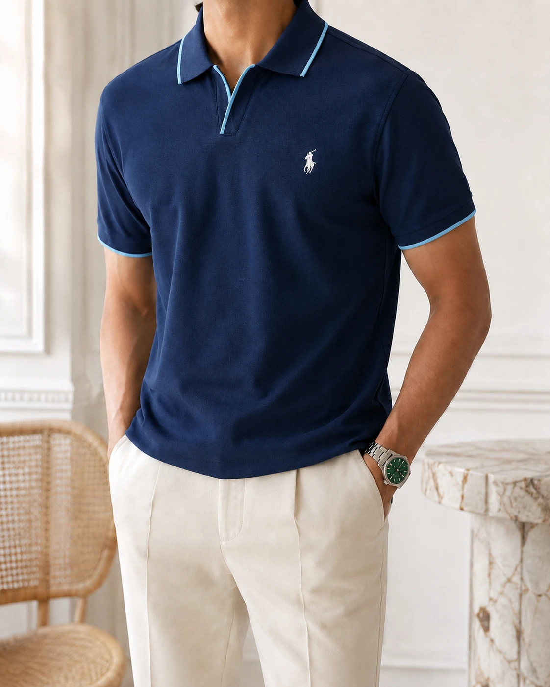 Polo shirt Ralph Lauren col V en coton piqué Premuim