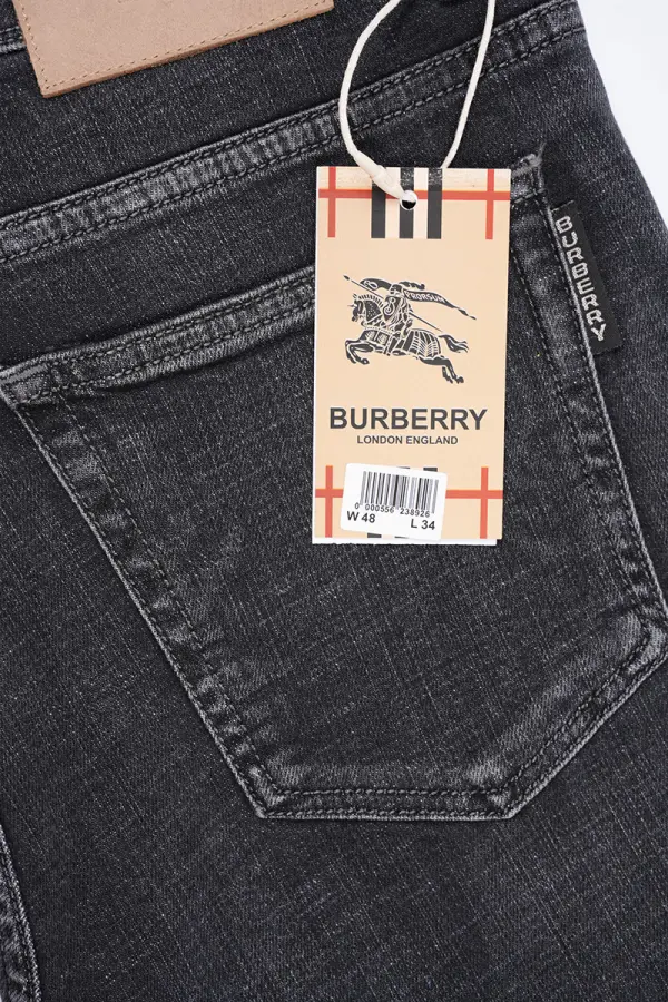 Jean Burberry Gris Noir 100% Coton Coupe Normal Ref-BR52911H