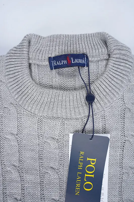Pull Ralph col rond en coton 100%  Ref-VG7720d ( Gris )