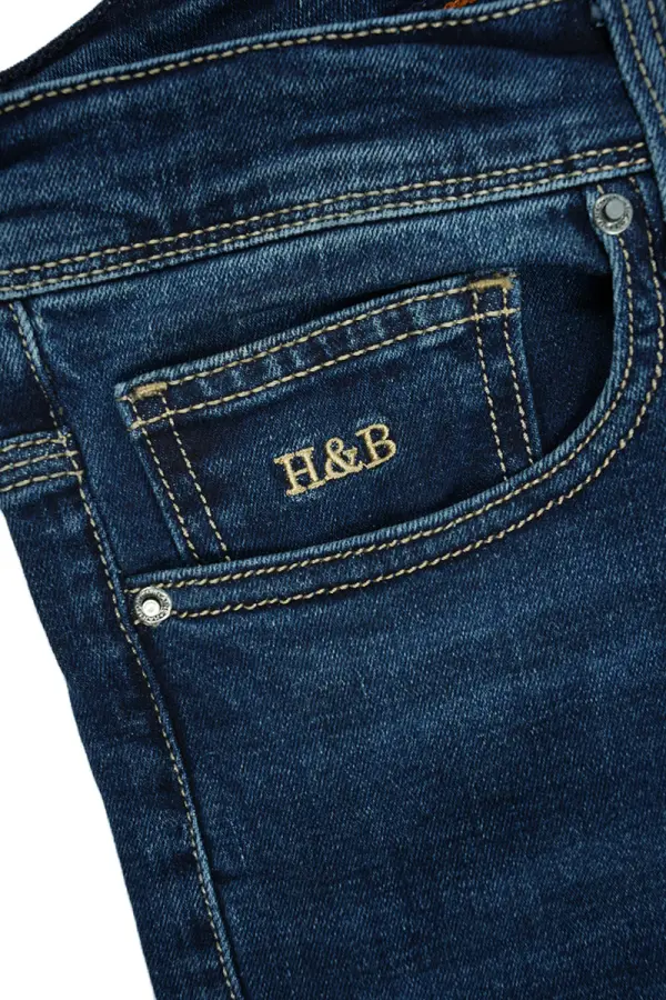 Jean Harmont&Blaine® Bleu Délavé 100% Coton Coupe Normal Ref-HB00942D