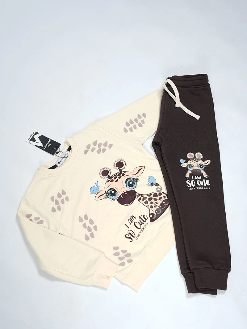 Ensemble 3D Giraffe Beige & Marron en premuim Montonet Turc