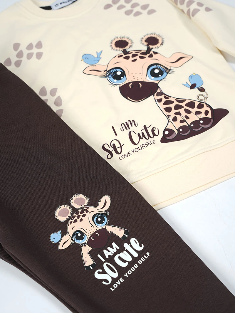 Ensemble 3D Giraffe Beige & Marron en premuim Montonet Turc
