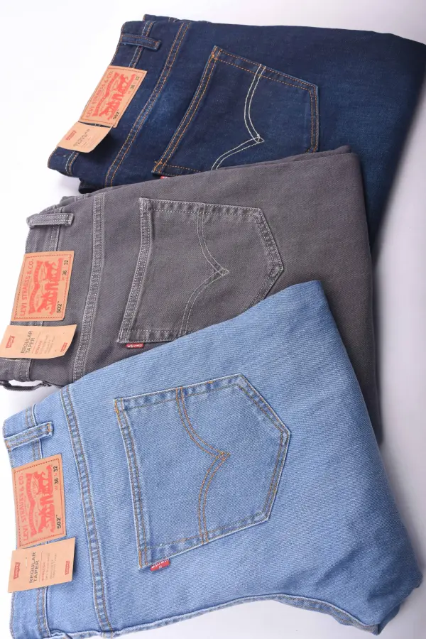 Pack de 3 jeans De luxe coupe Normal  ( Bleu petrole + Bleu clair + Gris )