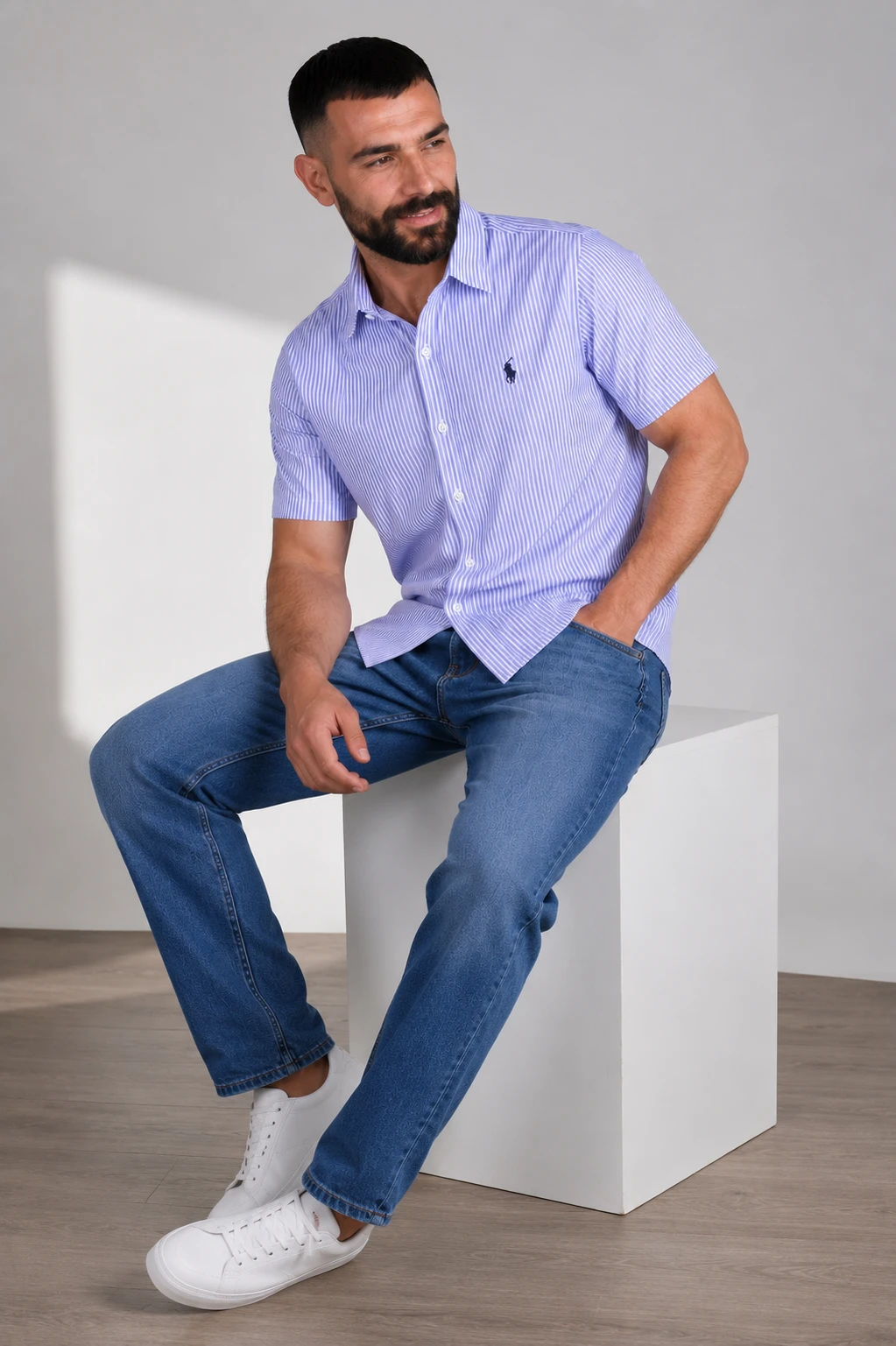 Pack 2 Chemises Ralph Demi-Manches rayée – Chambray Cotton
