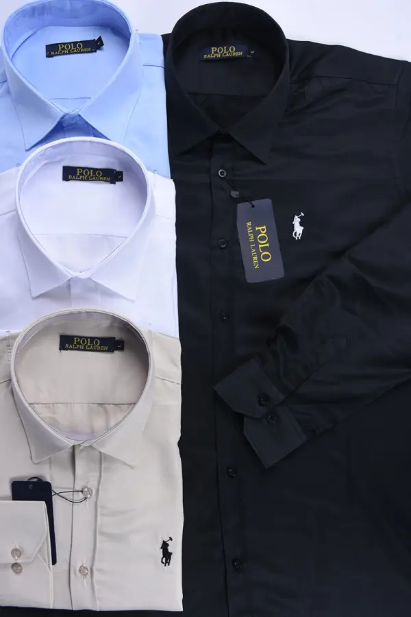 Pack de 4 Chemises Ralph En pur Coton Ref-Pck122330 ( Noir + Blanche + Beige + Bleu ciel )