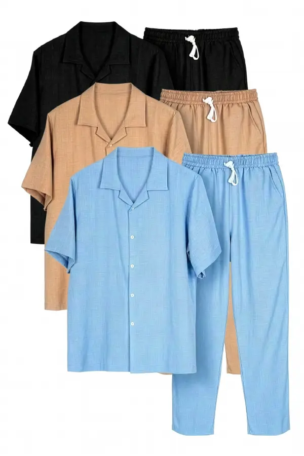 طقم رجالي صيفي خفيف ومريح – قميجة + سروال