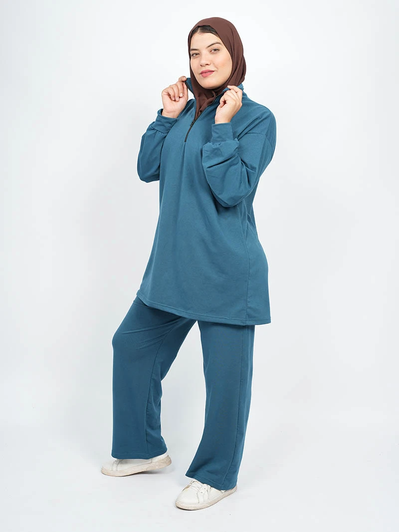 Ensemble femme — Top demi zip longue et pantalon large