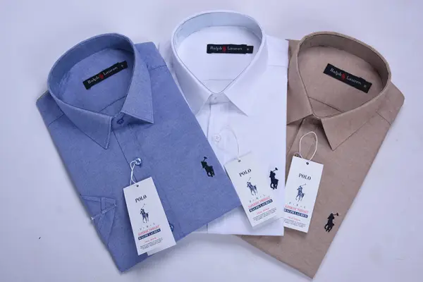 pack de 3 chemises Ralph lauren Oxford demi manche  Ref-CH71001D ( Blanche + Beige + Bleu roi )