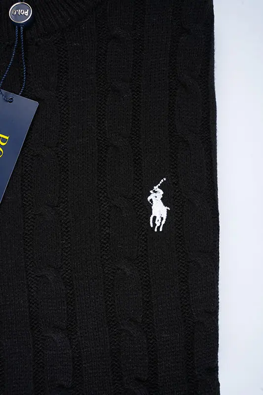 Pull Ralph col rond en coton 100%  Ref-VG7720d ( Noir )