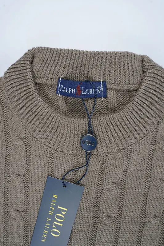 Pull Ralph col rond en coton 100%  Ref-VG7720d ( Beige foncé )