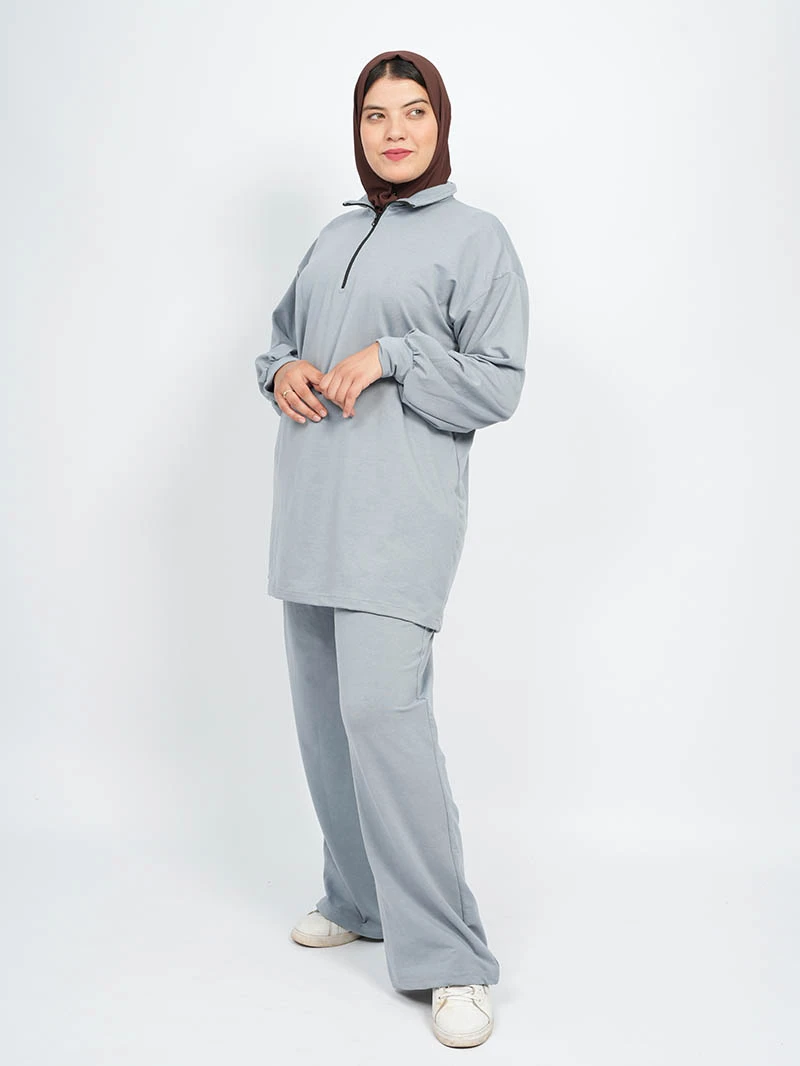 Ensemble femme — Top demi zip longue et pantalon large