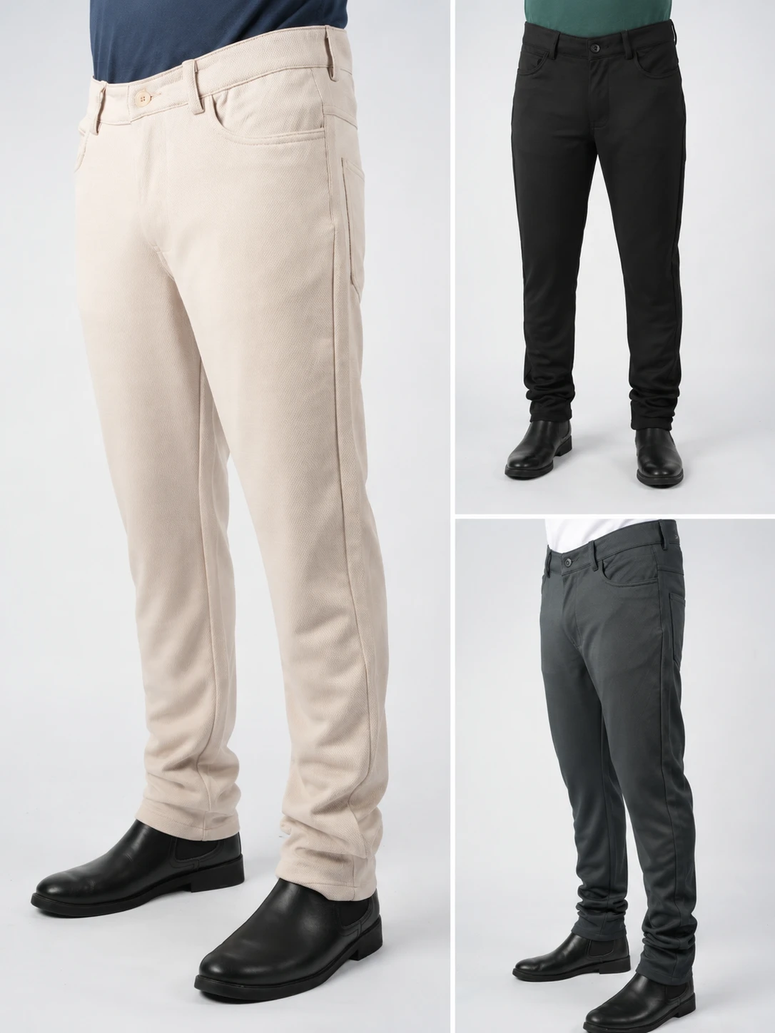 Pack 3 Pantalons Massimo Dutti – Coton Piqué Premium