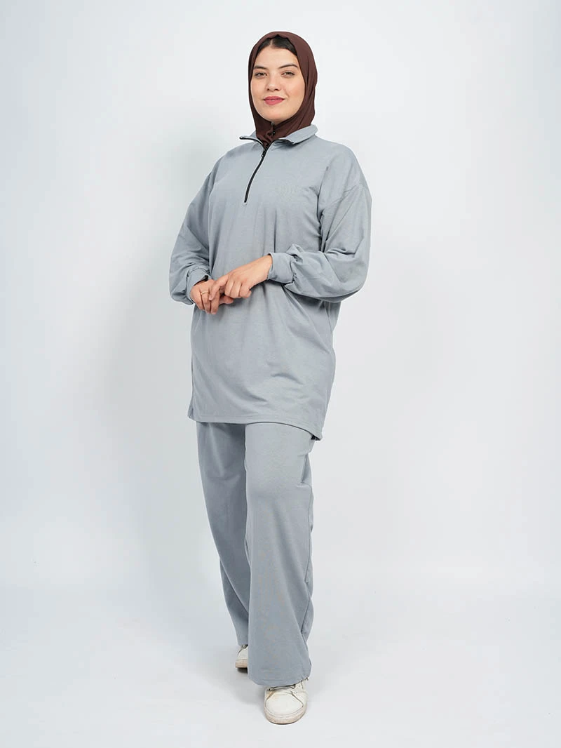 Ensemble femme — Top demi zip longue et pantalon large