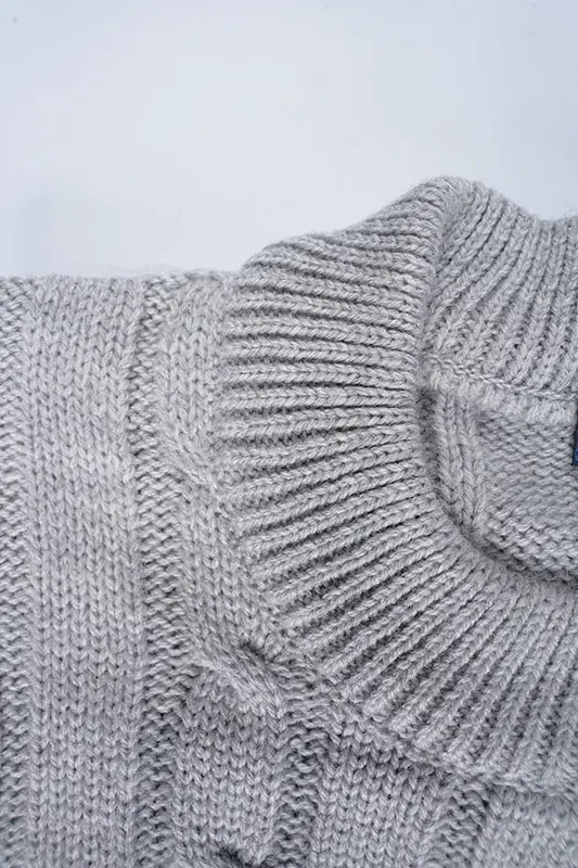 Pull Ralph col rond en coton 100%  Ref-VG7720d ( Gris )